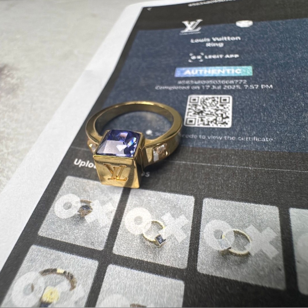 Louis Vuitton Gold Ring with Purple Gemstone